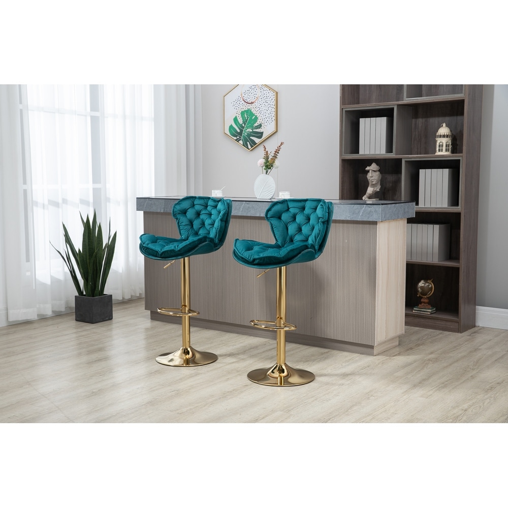 Bar Stools with Back and Footrest Counter Height Chairs 2PC/Set  Teal