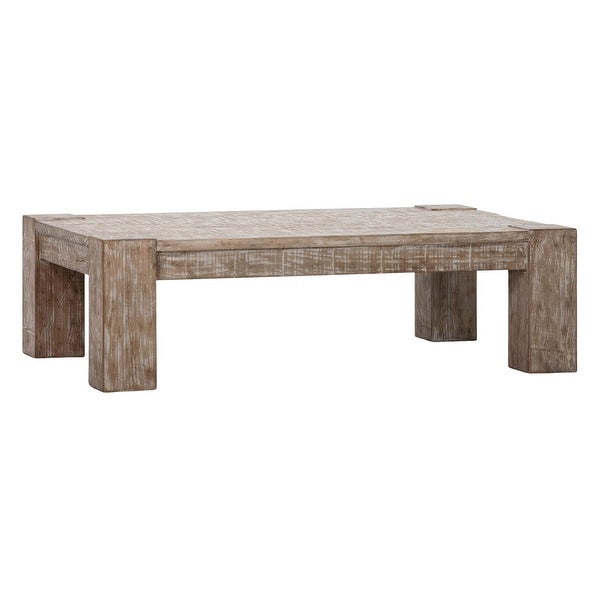 Parson Rectangular Coffee Table， Natural Wood