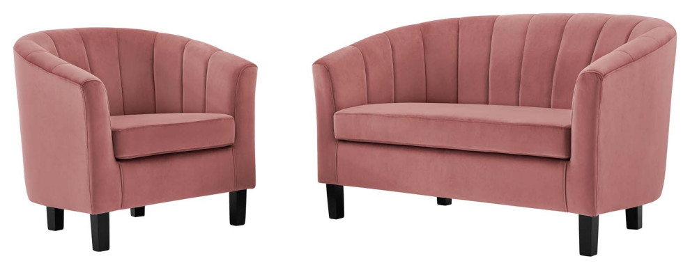 Modway Prospect 2 Piece Fabric Loveseat and Armchair Set in Dusty Rose Pink   Contemporary   Living Room Furniture Sets   by House Bound  Houzz