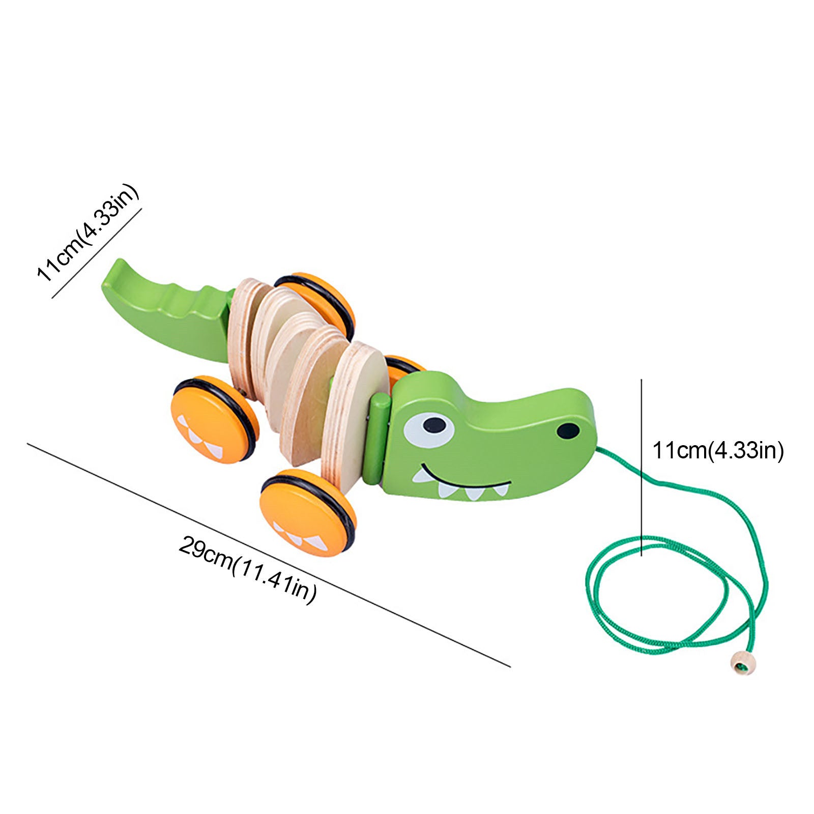 Sanfanil Wooden Pull Toys For 1 Year Old Alli-gator Push Toy For Toddler Toys