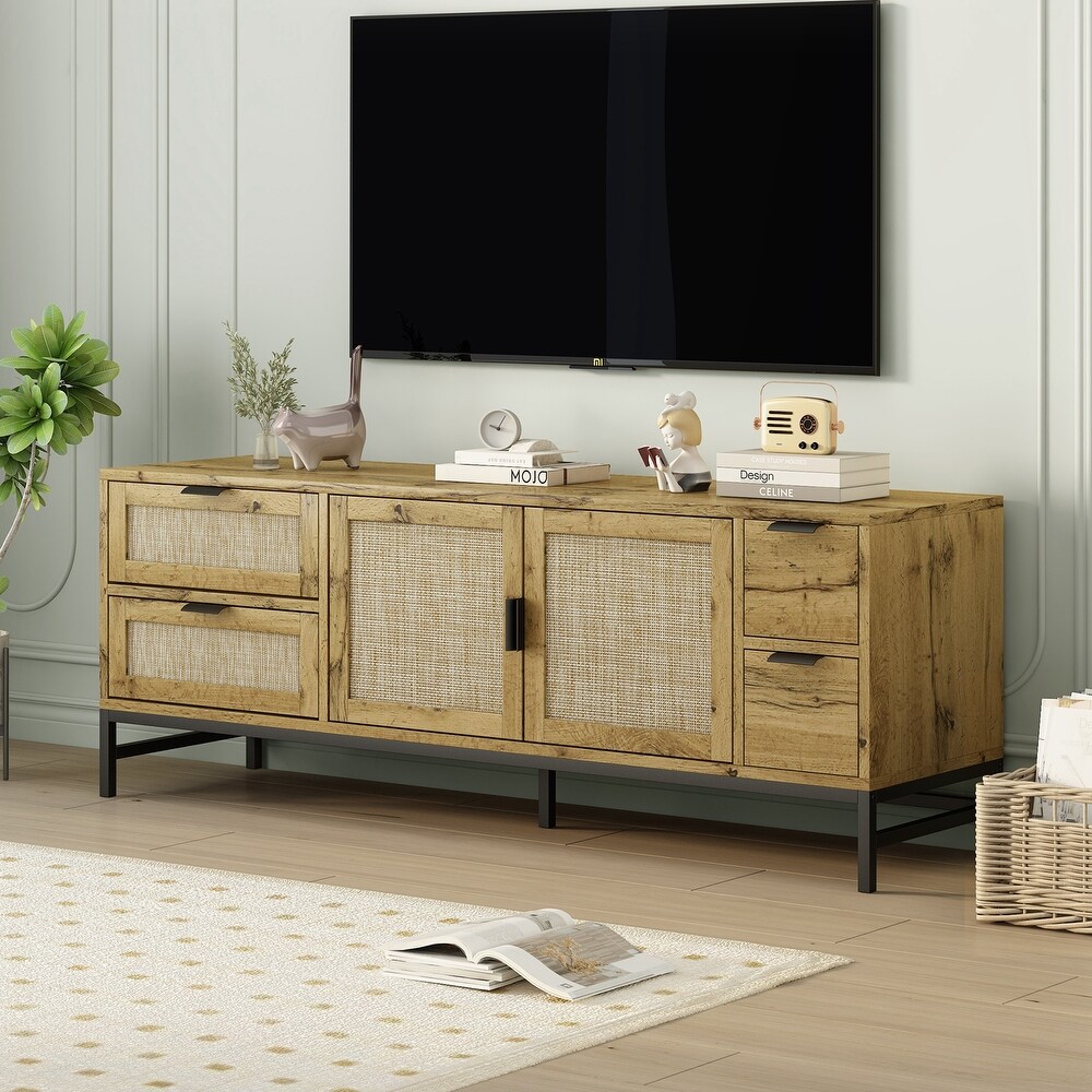 Rattan TV Stand for TVs up to 65\