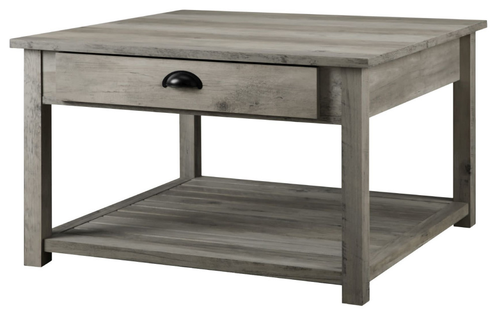 Bellevue WEIF52136 Country Farmhouse 30 quotSquare Slat Base Coffee   Transitional   Coffee Tables   by Buildcom  Houzz