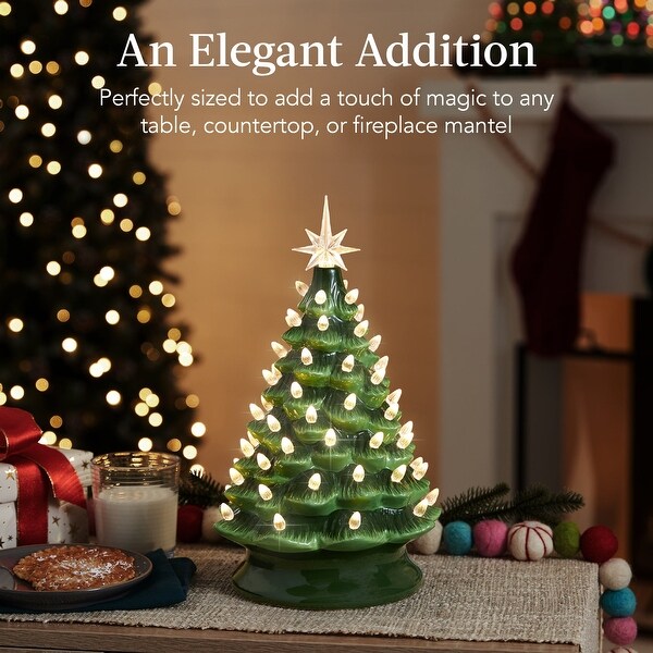 PreLit Ceramic Tabletop Christmas Tree with Lights