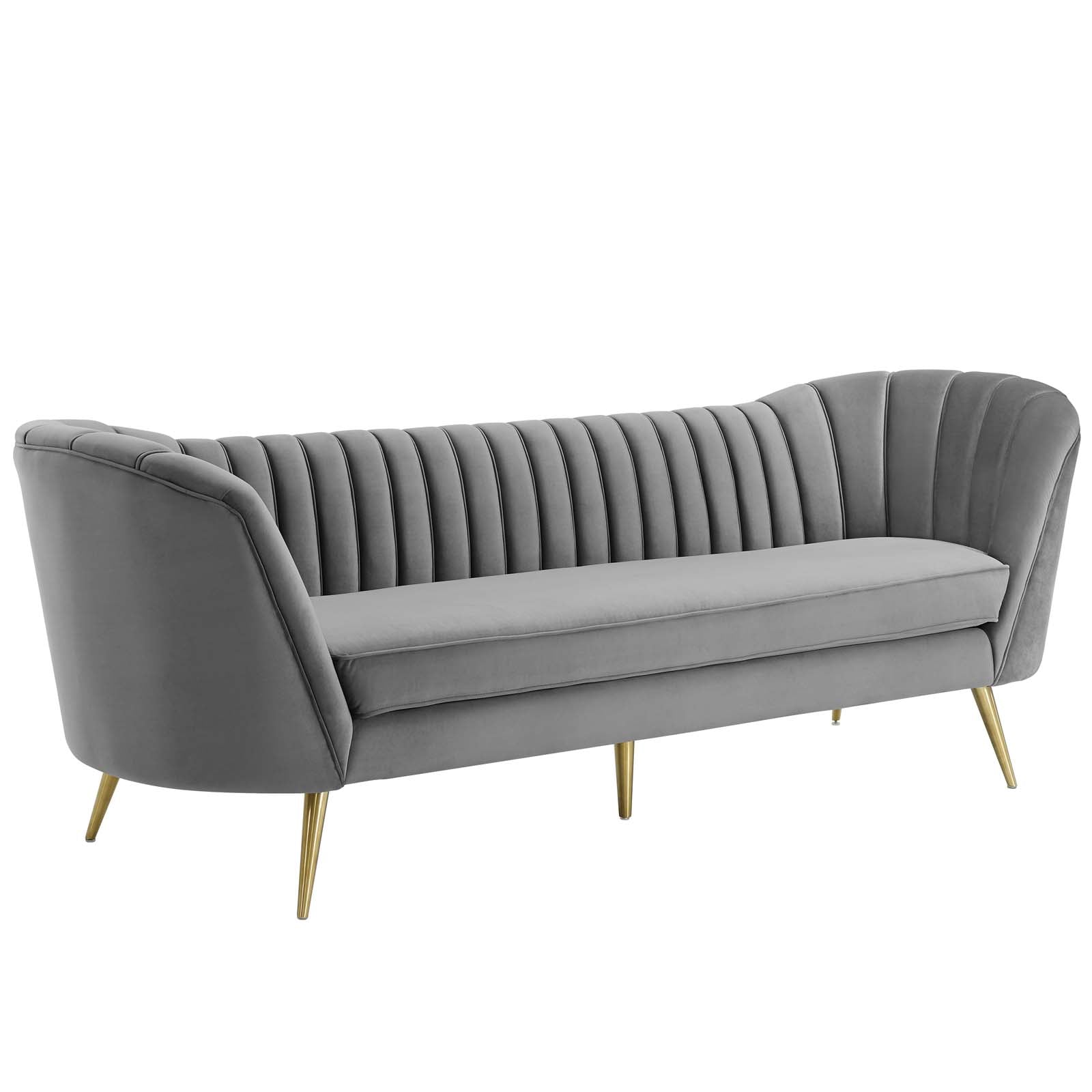 Opportunity Vertical Channel Tufted Curved Performance Velvet Sofa-EEI-3453