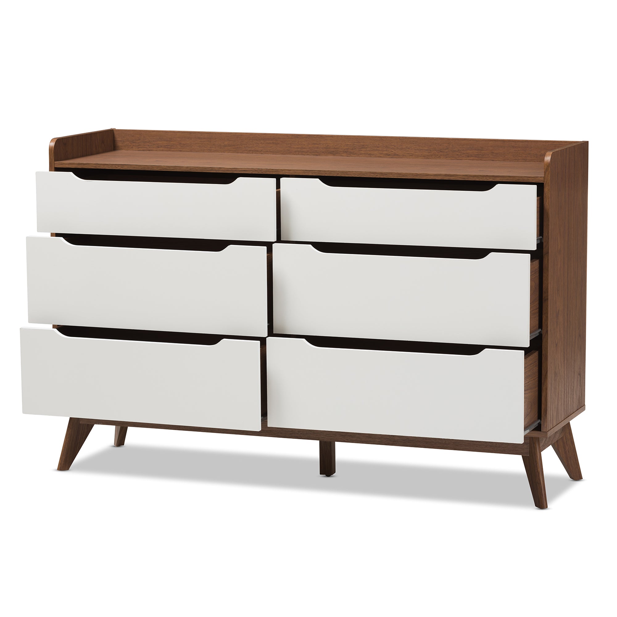 Bartel Modern White and Walnut Wood 6-Drawer Storage Dresser by Bellamy Studios