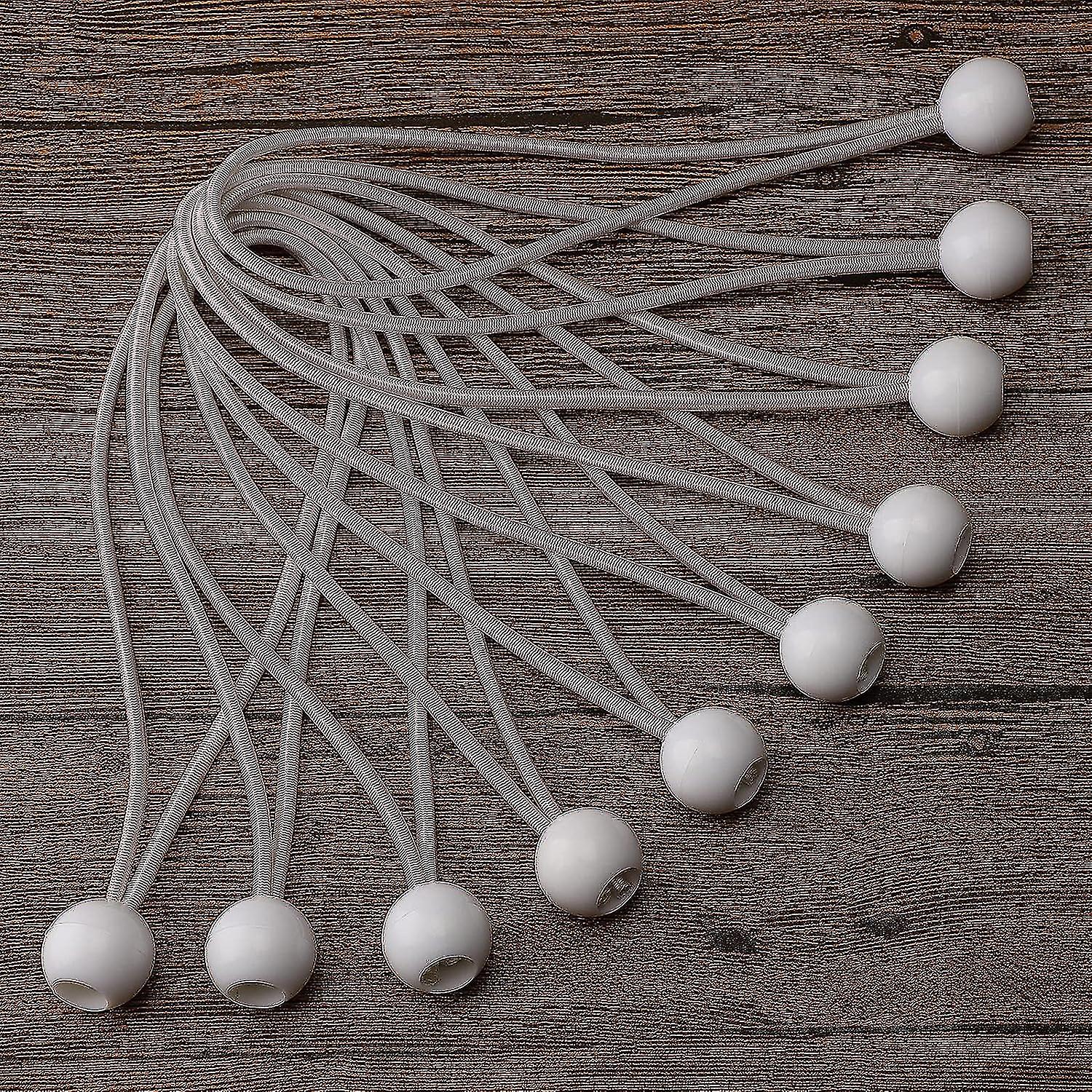 9 Inch White Bungee Cords With Ball， Tarp Tie Down Cord， 10 Pcs