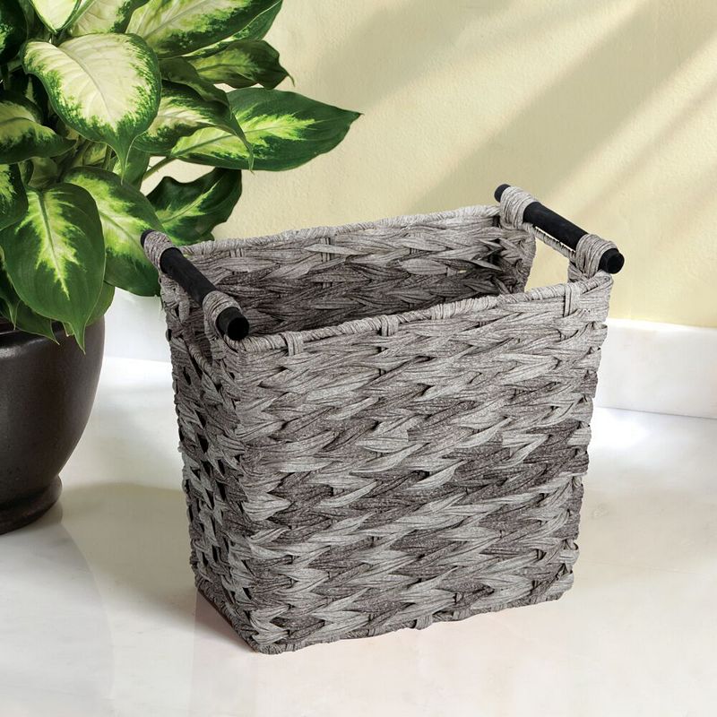 mDesign Woven Plastic Trash Can Wastebasket， Garbage Container Bin