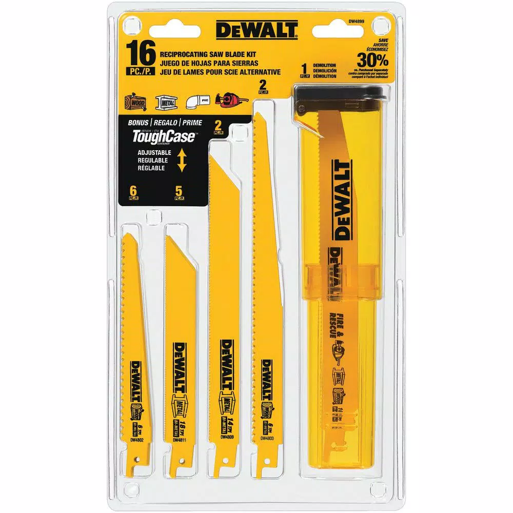 DEWALT Bi-Metal Reciprocating Saw Blade Set with Case (16-Piece) and#8211; XDC Depot