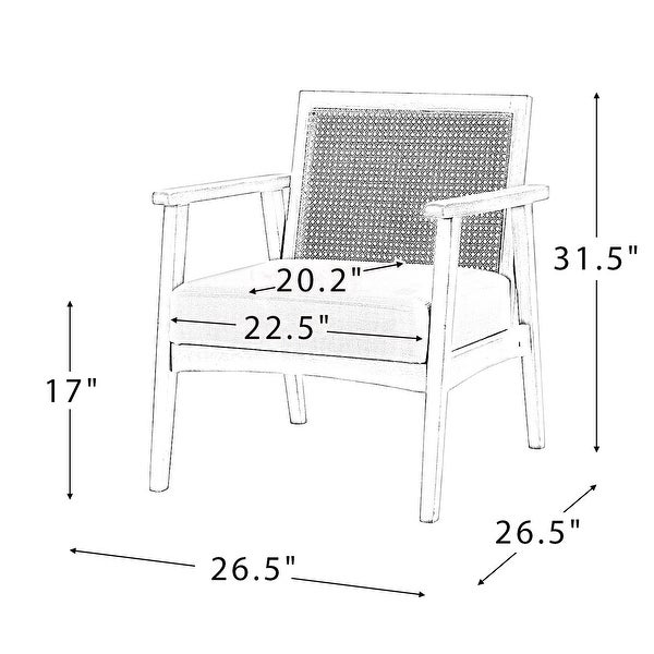 Mid-century Modern Wood Accent Armchair with Rattan Back