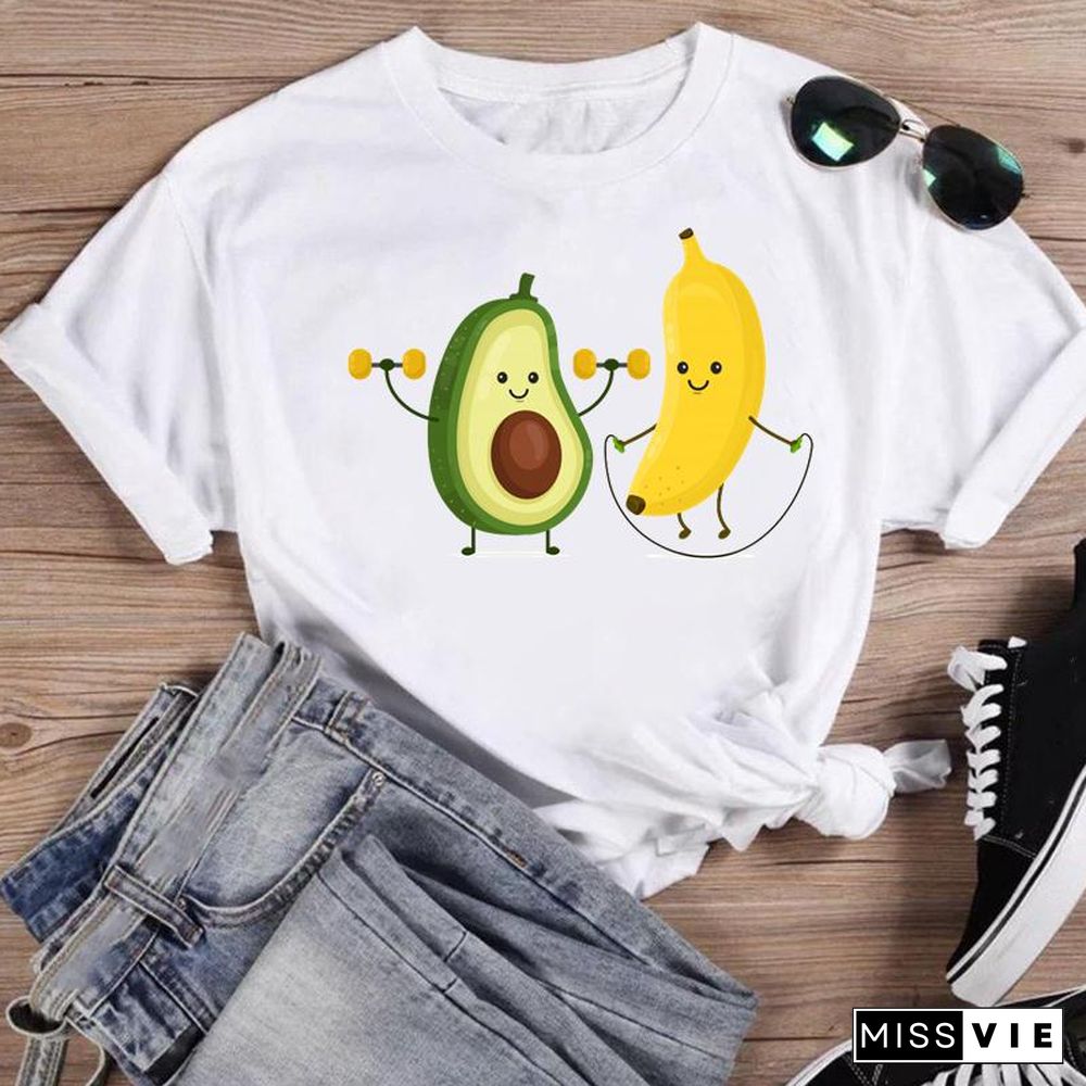 Women Print Bee Funny Clothing Cute Fashion Summer O-Neck T-Shirts Shirt Female Graphic T Top Short Sleeve Cartoon Tee T-Shirt