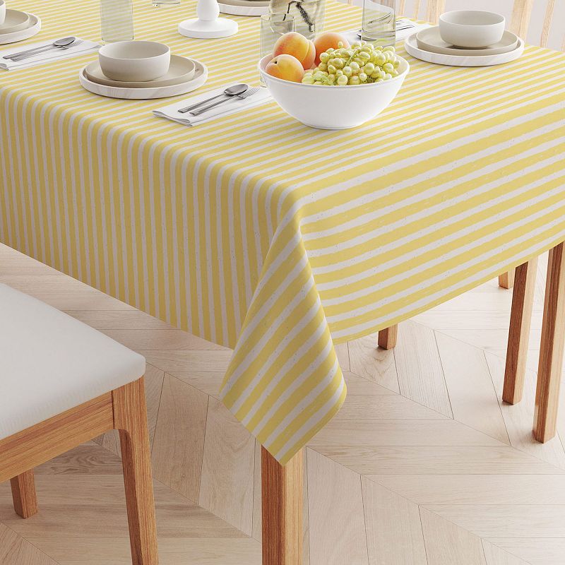 Square Tablecloth， 100% Polyester， 60x60， Lemonade Stripe