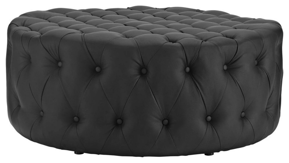 Mara Black Upholstered Vinyl Ottoman   Modern   Footstools And Ottomans   by Rustic Home Furniture Deco  Houzz