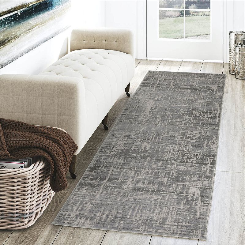 Addison Dayton Distressed Crosshatch Smoke Accent Rug