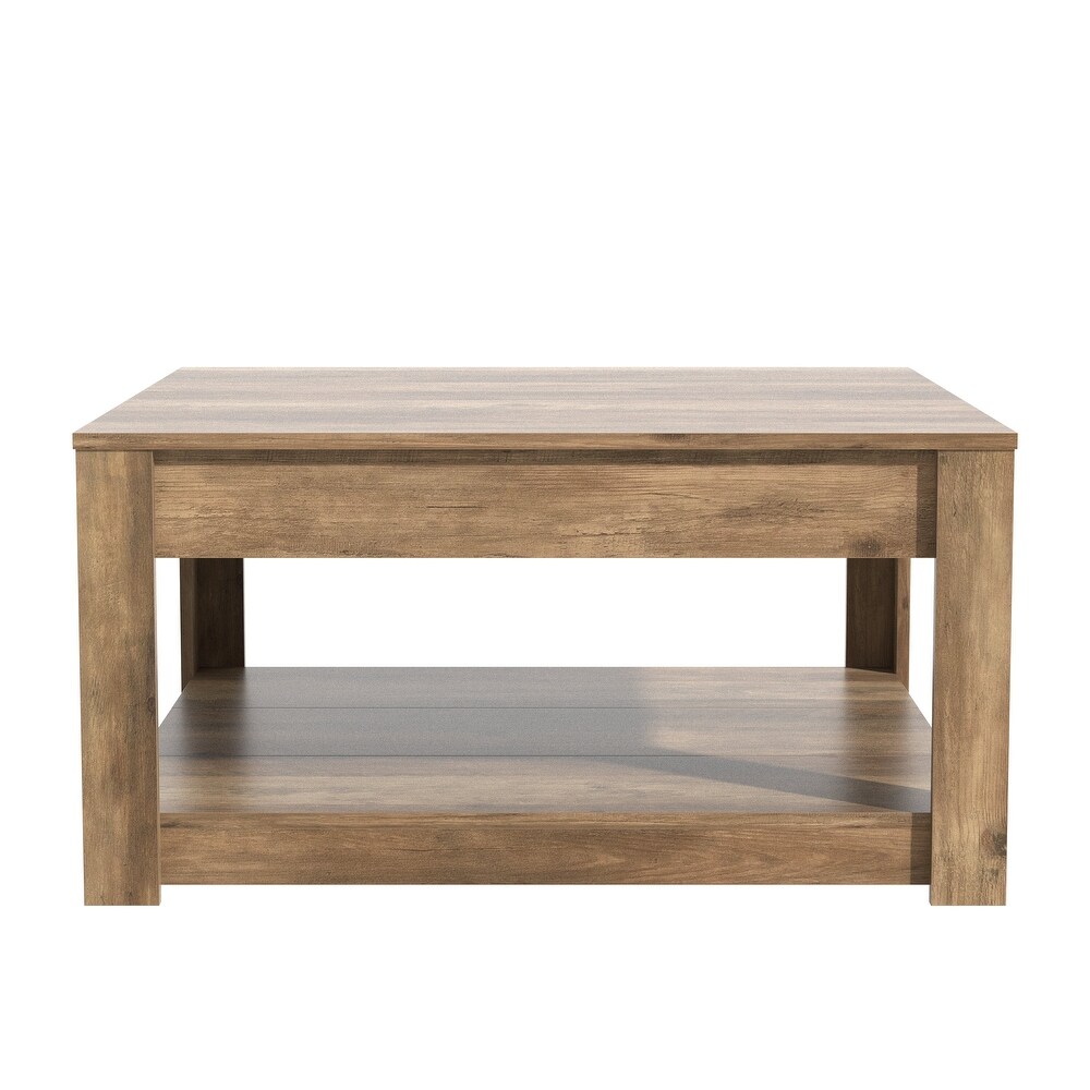 GALANO Japtur 31.5 in. Wood Top Square Laser Cut Coffee Table