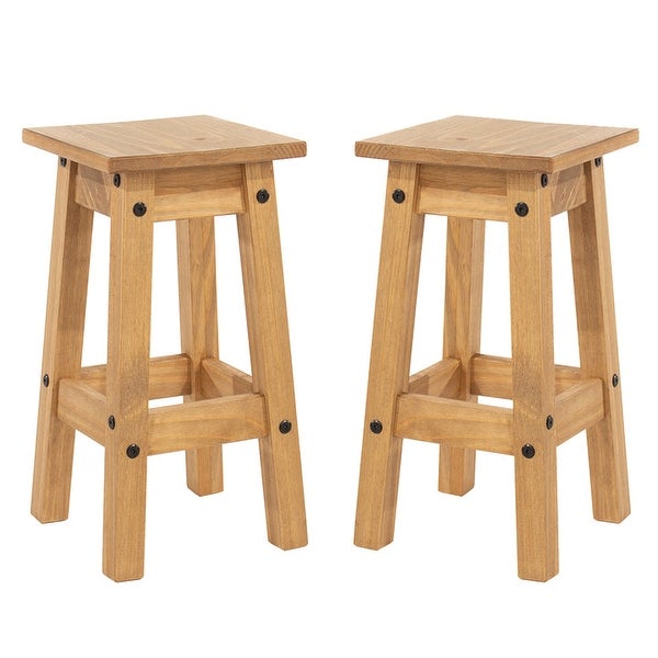 Wood Set of 2 Kitchen Stools Corona Collection | Furniture Dash