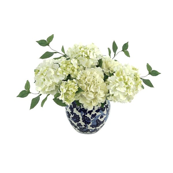 Hydrangea Floral Arrangement in Decorative Ceramic Vase