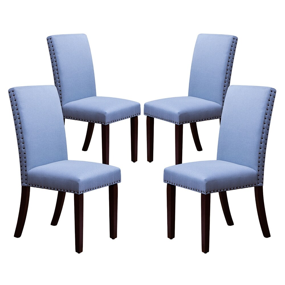 Set of 4 Dining Chair Fabric Upholstered Kitchen Side Chair Blue - 24.41x39.17