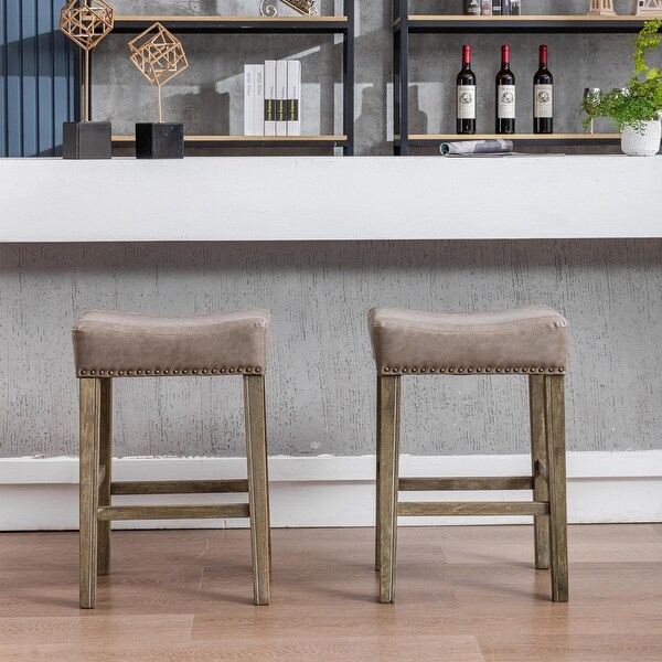 26''Faux Leather Bar Stools ，Set of 2