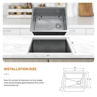 Glacier Bay All-in-One Undermount Stainless Steel 23 in. Kitchen Sink VUR2318PA1