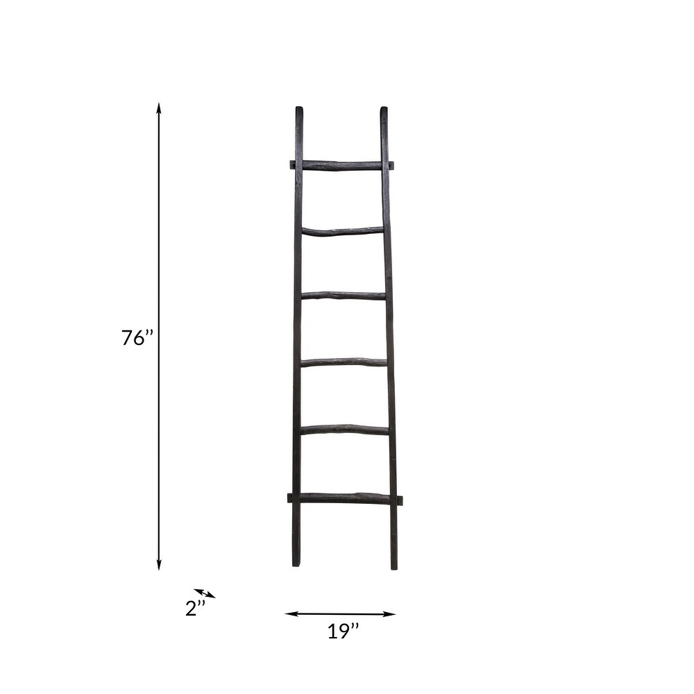 Tall Blanket Ladder  Decorative Freestanding Wooden Ladder for Quilt Storage  Black  19 L x 2 W x 76 H   19\