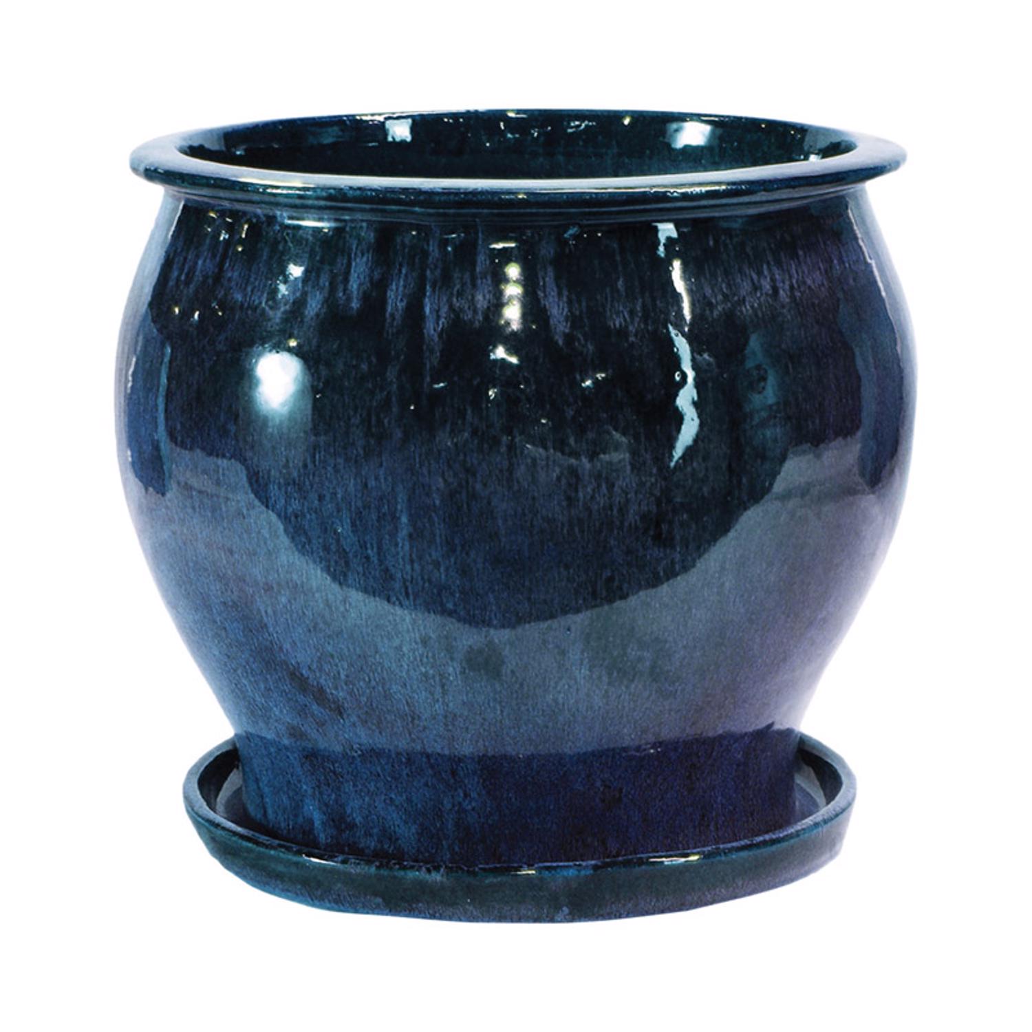 Trendspot Studio 6.3 in. H X 8 in. W X 8 in. D X 8 in. D Ceramic Planter Blue