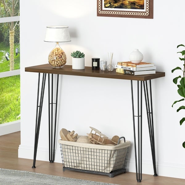 Modern Narrow Industrial Console Table - 39.2 W x 11.8 D x 29.4 H inch