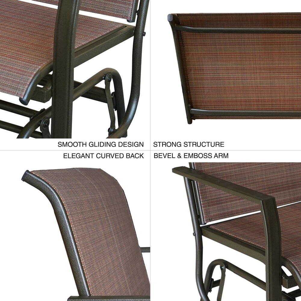 Kozyard Cozy Two Rocking Love Seats Glider Swing Bench/Rocker with Textilence Seats