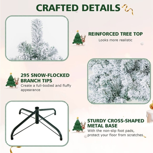 4.5 Feet PreLit Premium Snow Flocked Christmas Tree with 150 Lights