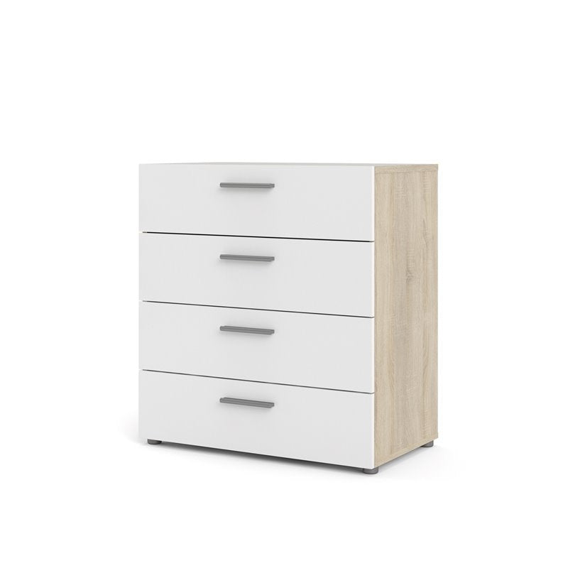 4 Drawer Chest in Oak Structure/White High Gloss