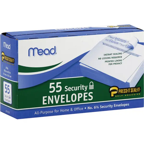 Mead No. 6-3/4 Press-It Seal-It Security Envelopes