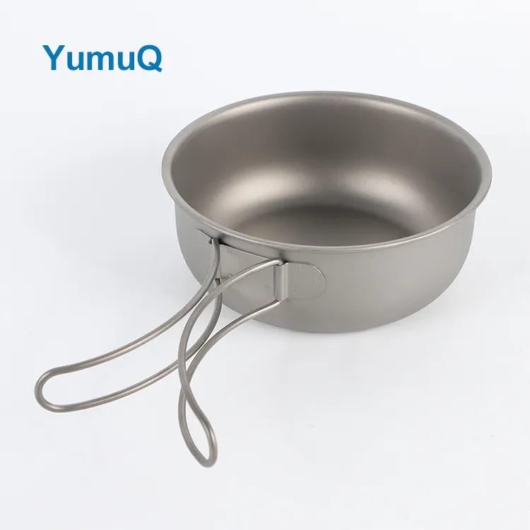 YumuQ 2 Pieces Lightweight Collabsible Titanium Camping Pots Cooking For Outdoor Travel Hiking Travel