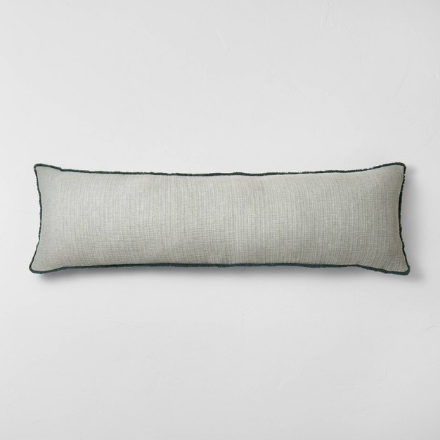 Lumbar Textured Chambray Cotton Bed Decorative Throw Pillow