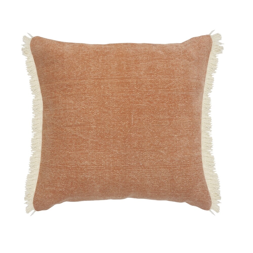 Caramel Coated Fringed Throw Pillow