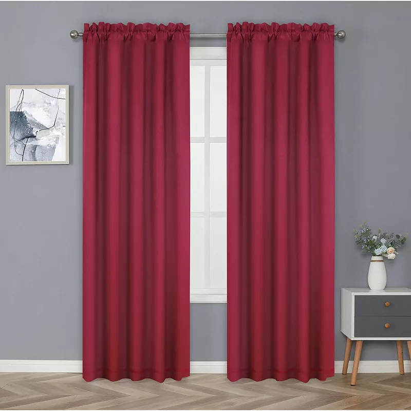 Kate Aurora Basic Drape Light Filtering Woven Jacquard Thermal Single Rod Pocket Window Curtain Panel