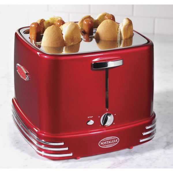 Nostalgia RHDT800RETRORED Retro Series 4-Slot Pop-Up Hot Dog Toaster