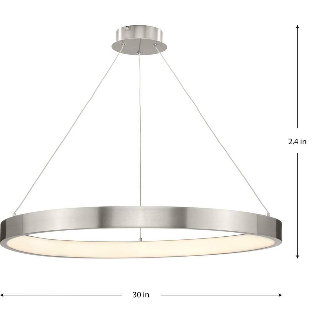 Progress Lighting Inverse 35-Watt Integrated LED Brushed Nickel Modern Pendant with Shade for Dining and Kitchen P500370-009-30