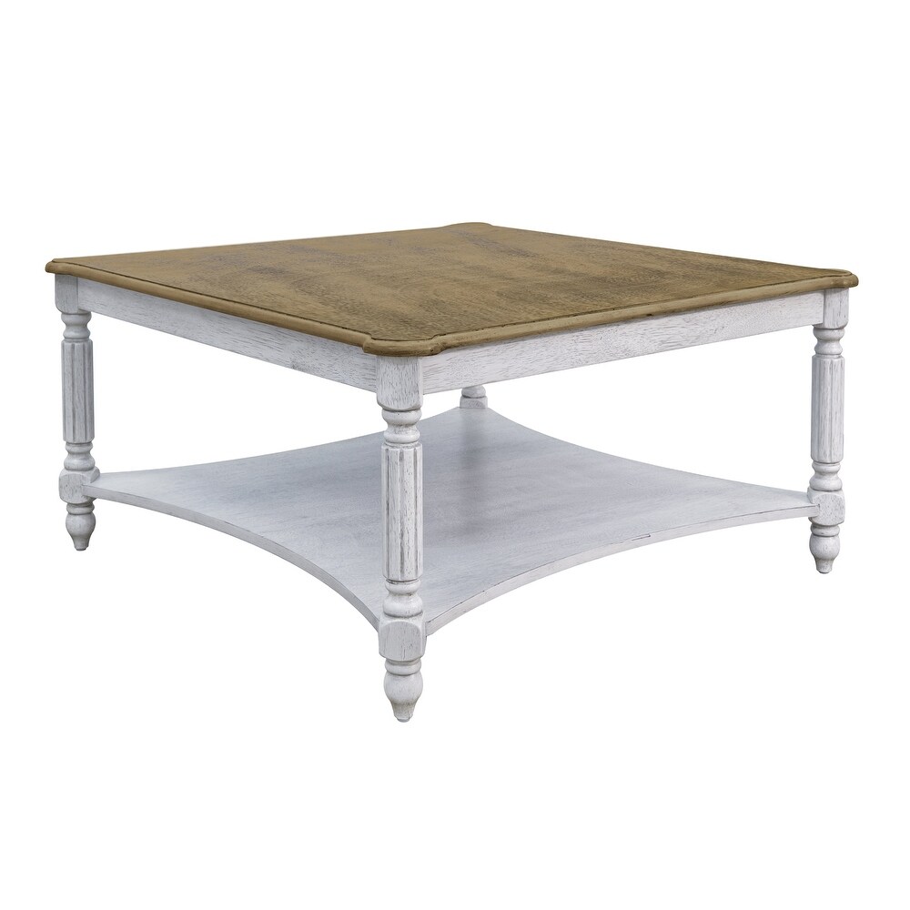 GALANO Marcello 33.1 in. Square Solid Wood Top Coffee Table