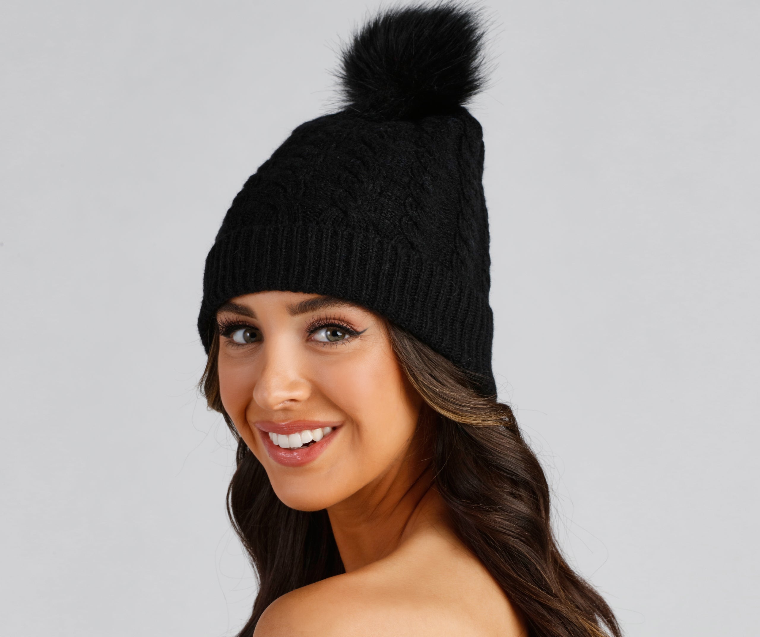 Warm & Toasty Cable Knit Pom Beanie