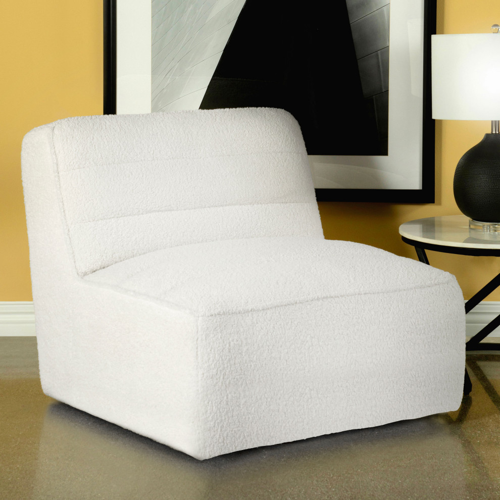 Cobie Upholstered Swivel Armless Chair Natural   Modern   Armchairs And Accent Chairs   by Modon  Houzz