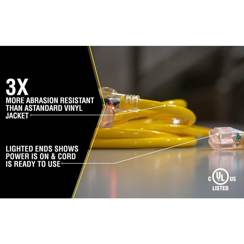 Yellow Jacket 25 ft. 123 STW Multi-Outlet (3) Outdoor Heavy-Duty Extension Cord with Power Light Plug 2830