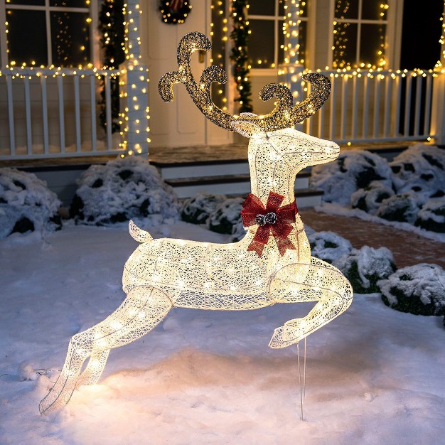 Joiedomi 5ft Jumping Reindeer Buck Yard Light Christmas Decoration Deer Yard Lights Decor For Yard Garden Lawn