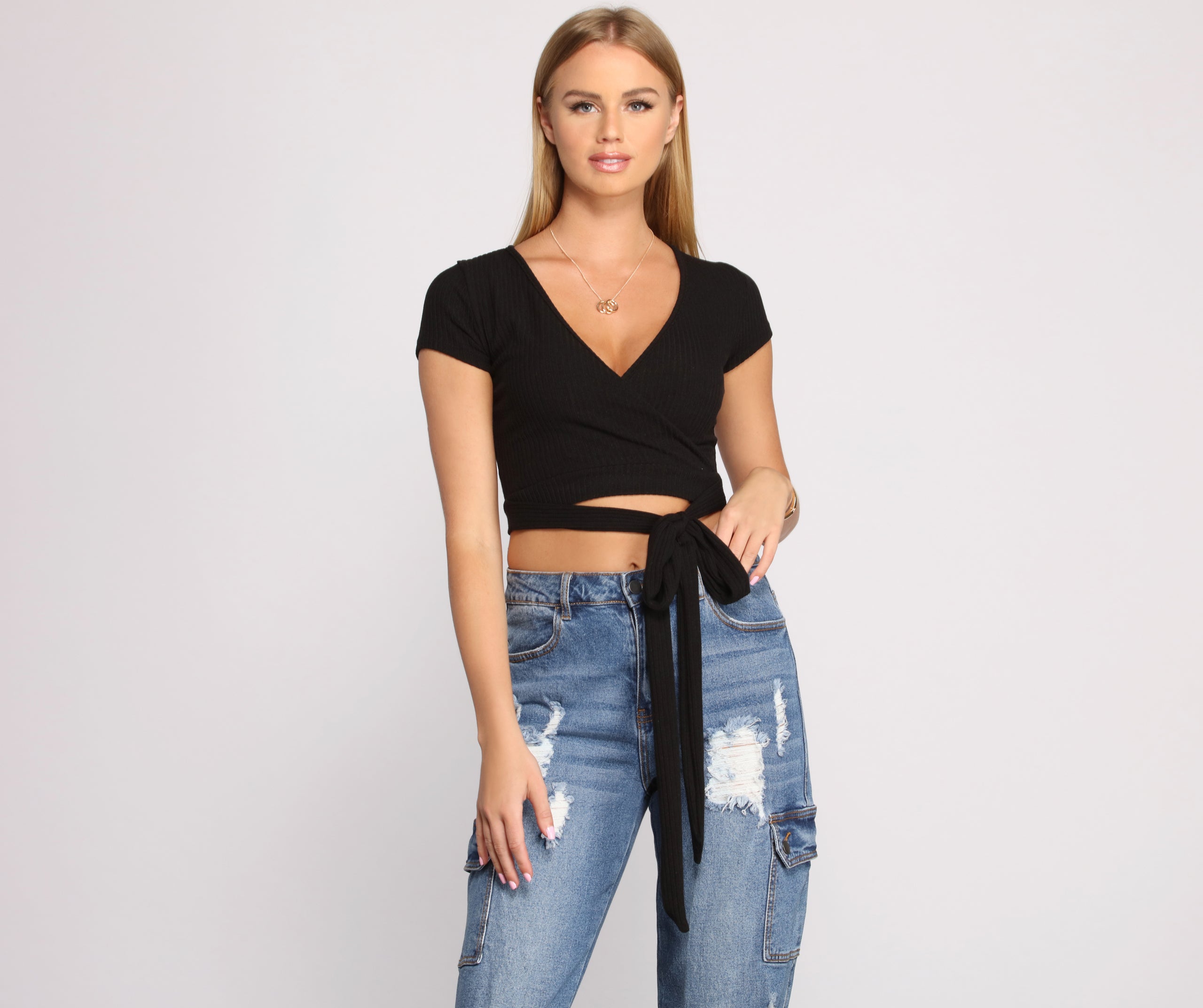 Tied To Basics Ribbed Crop Top