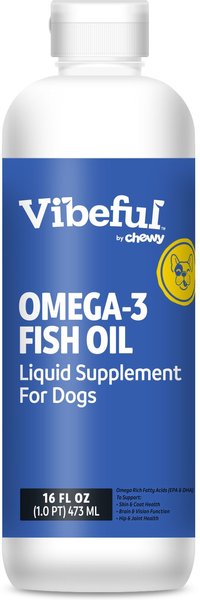 Vibeful Omega-3 Fish Oil Liquid Skin and Coat Supplement for Dogs