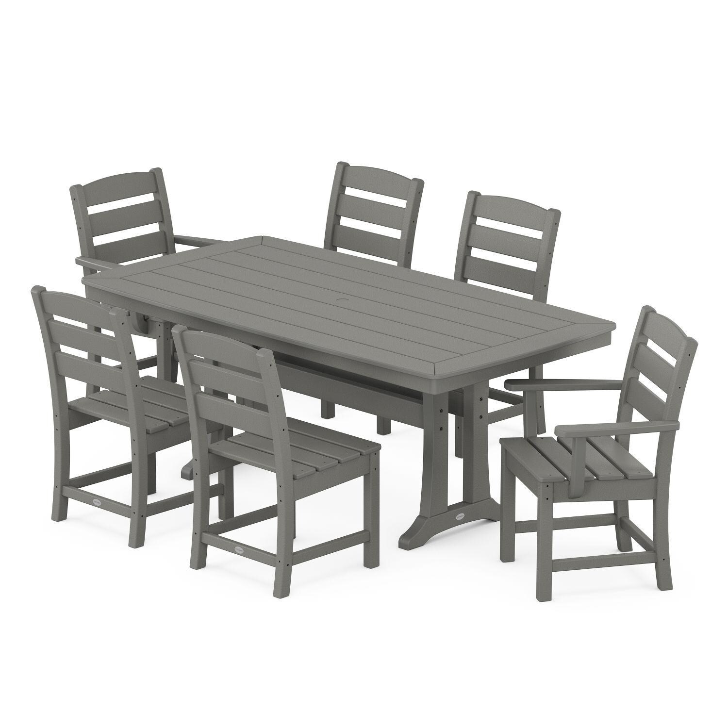 POLYWOOD Lakeside 7-Piece Nautical Trestle Dining Set