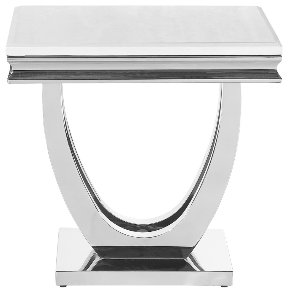 Kerwin U base Square End Table White and Chrome   Modern   Side Tables And End Tables   by Modon  Houzz