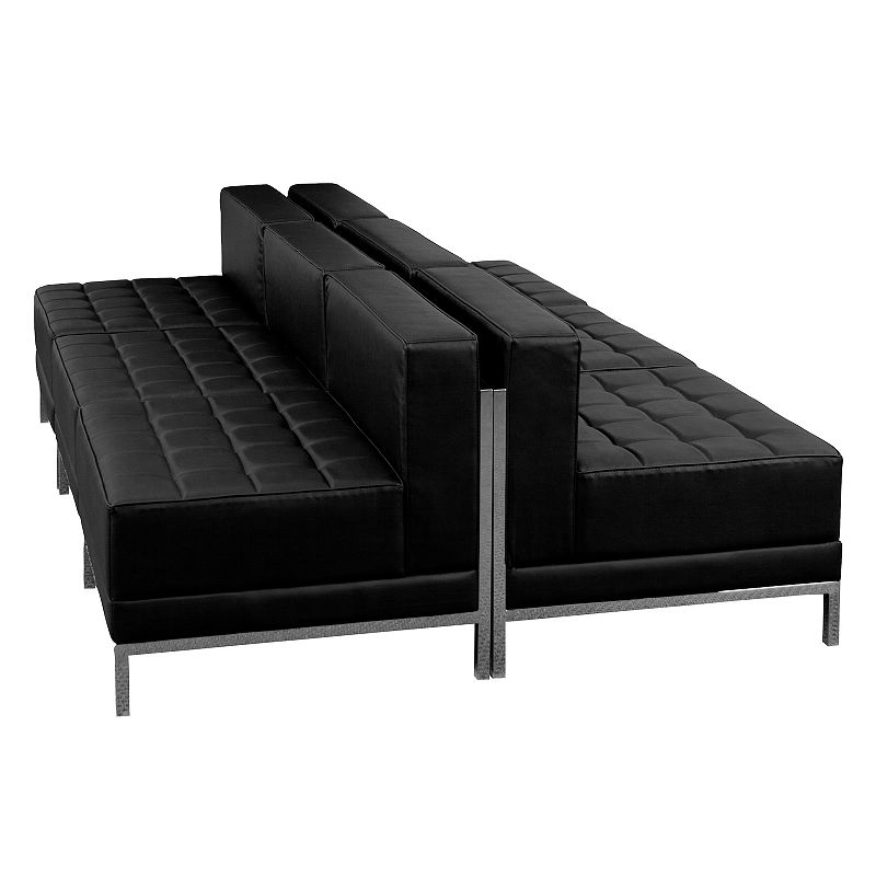 Emma and Oliver Black LeatherSoft Lounge Set， 6 Pieces