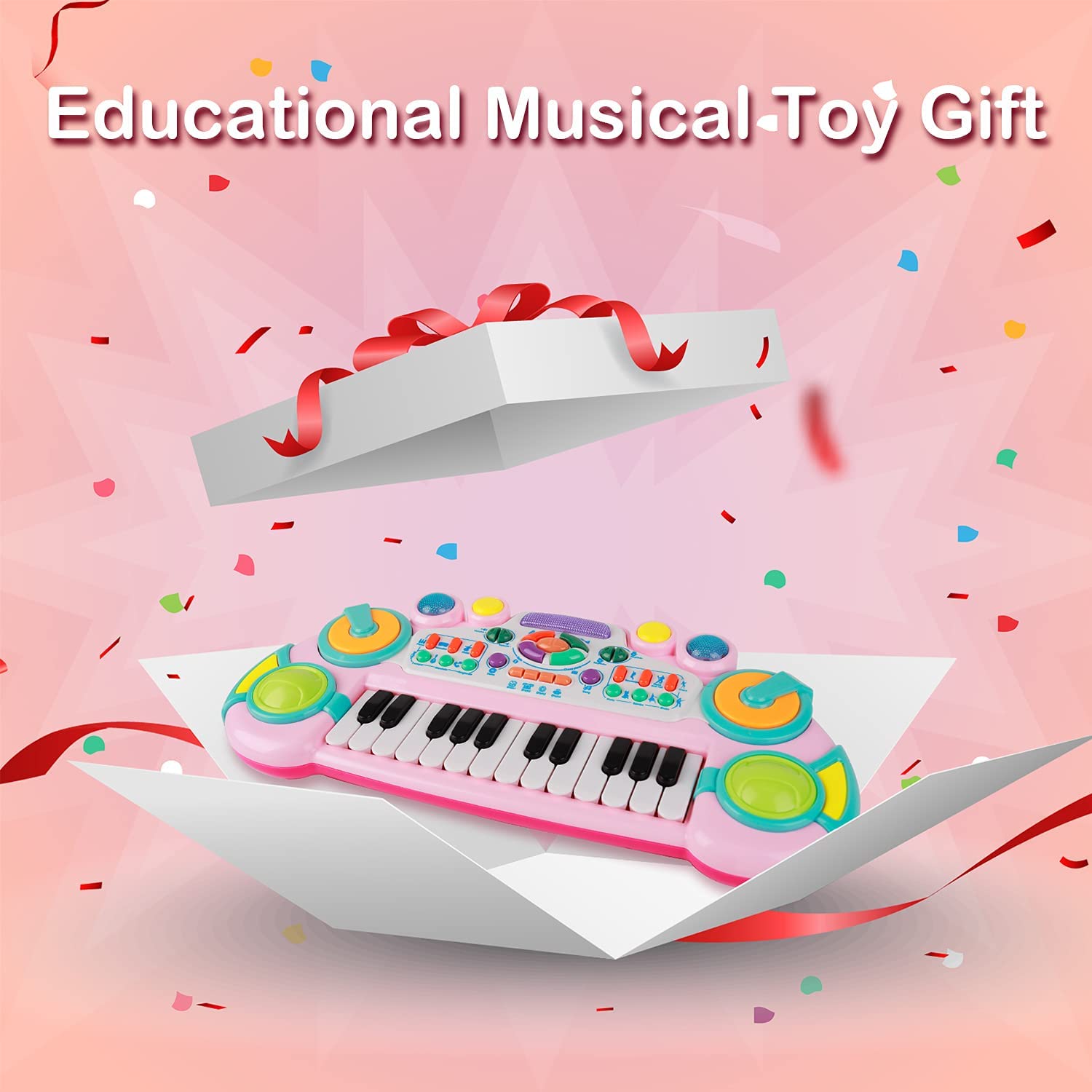 Zmoon Toddler Toys Piano Keyboard for Kids ， 24 Keys Light up Piano for Kids Baby Toy Musical Instrument