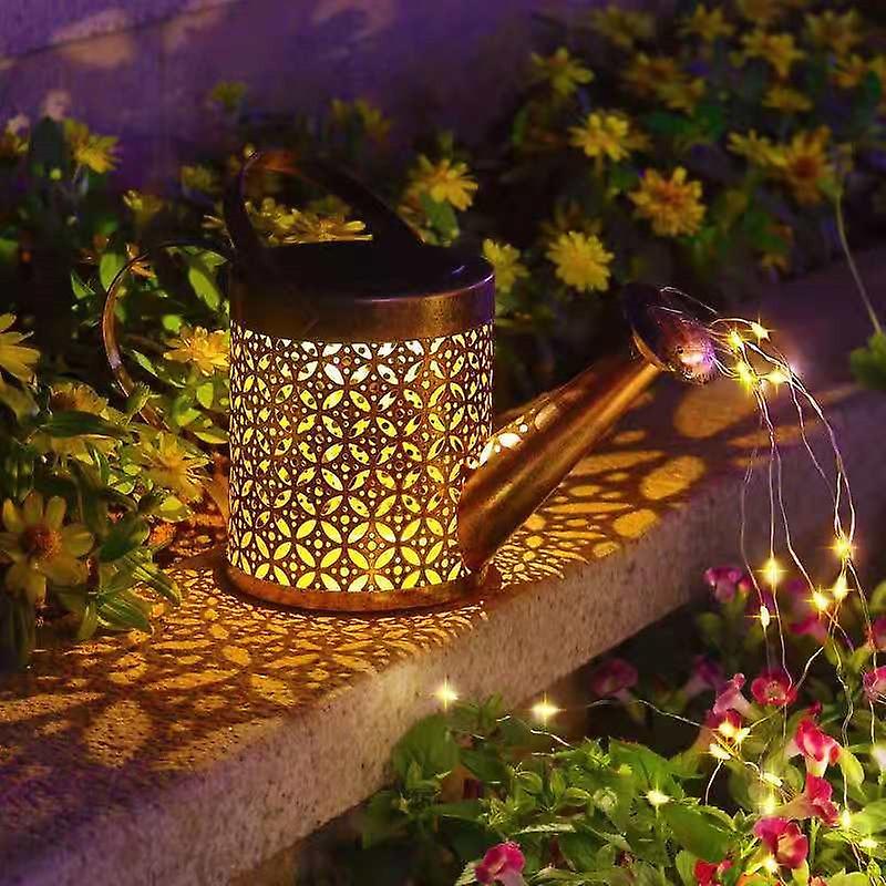 Watering Can Solar Lights， Solar Wrought Iron Lamp Waterproof Star Shower Light Outdoor Solar Garden Lights For Garden， Patio， Yard