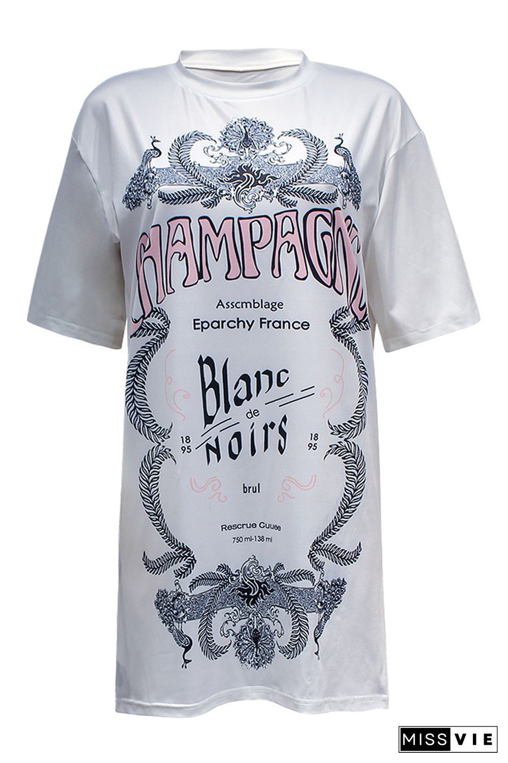 Champagne Print Short Sleeve Tee Wholesale