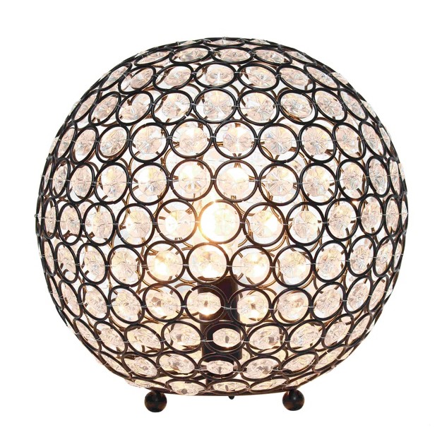 Elipse Medium Contemporary Metal Crystal Round Orb Table Lamp Lalia Home